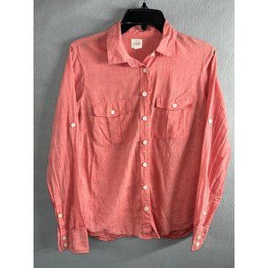 J Crew Peach Pink Button Down Long Sleeve‎ Size Medium M
